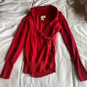 NWOT 2000s Seventh Avenue Lace Up Sweater